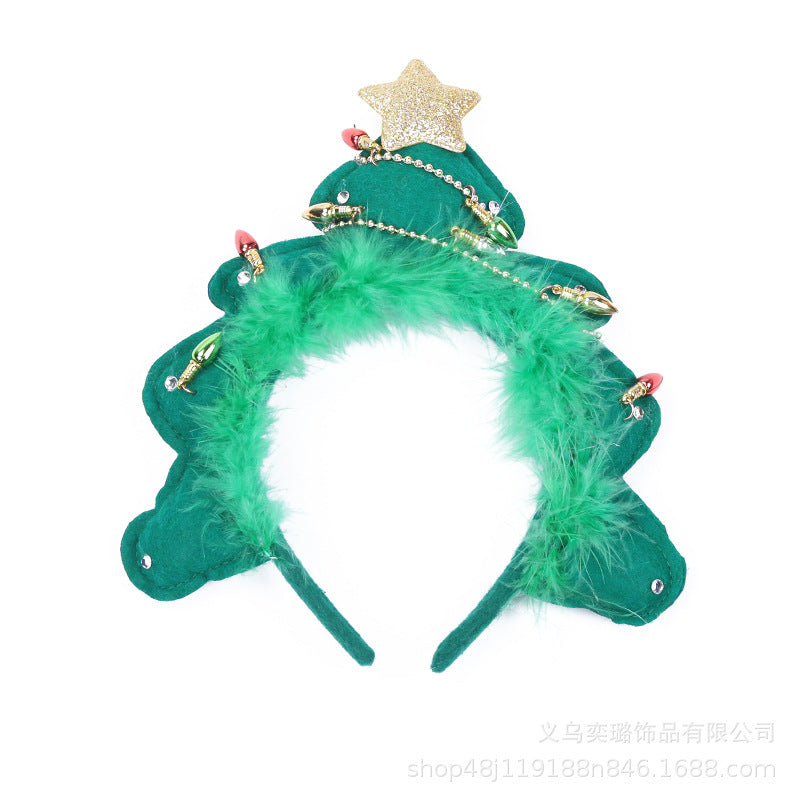 Wholesale Christmas Party Cartoon Feather Creative Pentagram Fabric High End Headband