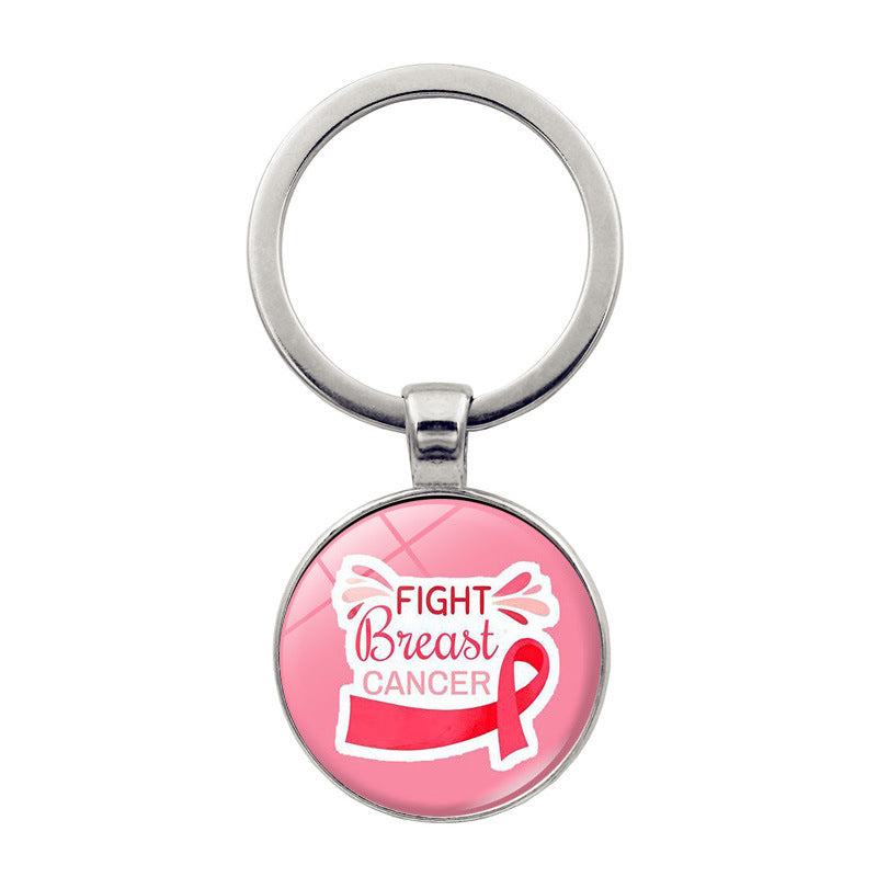 Wholesale Breast Cancer Powder Ribbon Promotion Zinc Alloy Key Chain