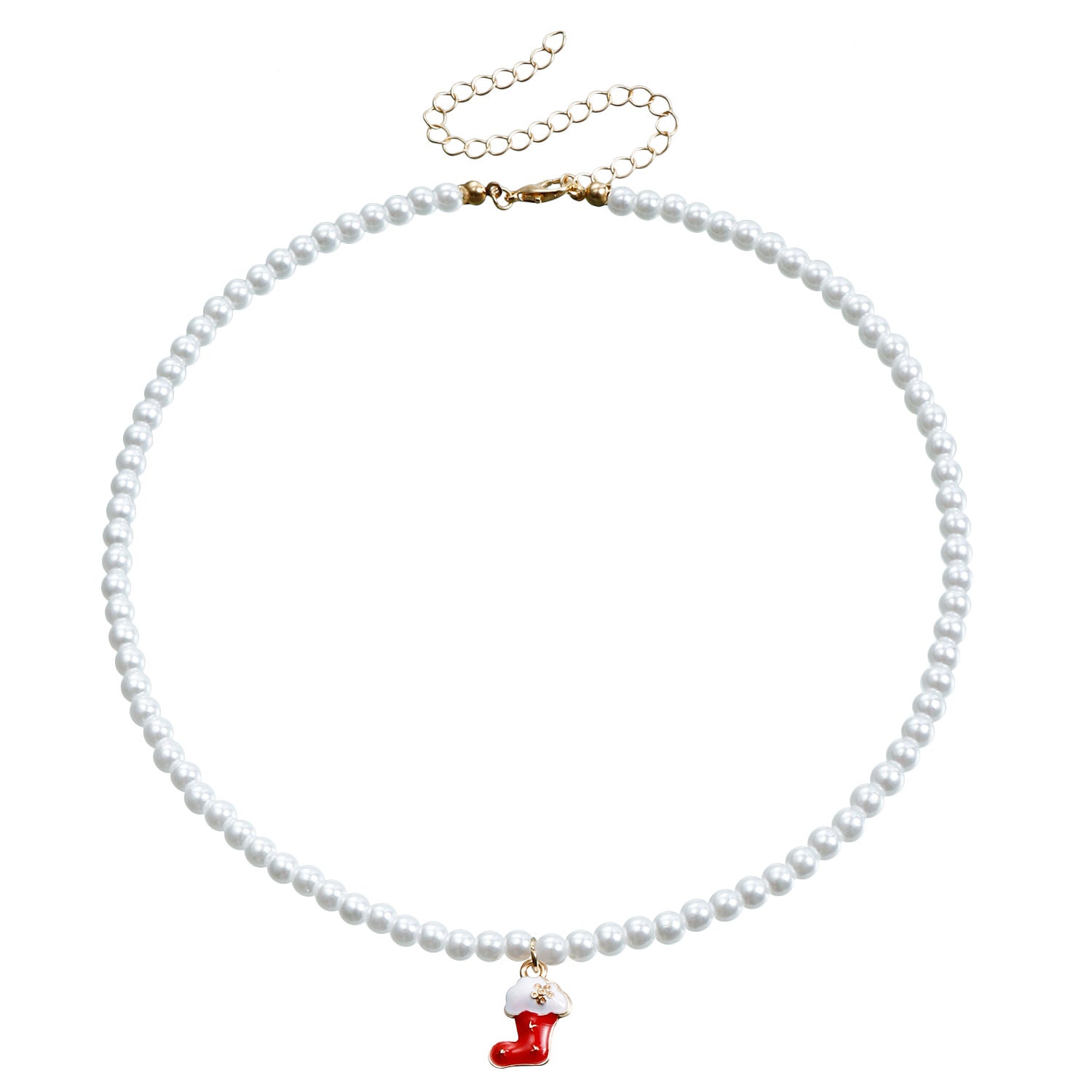 Wholesale Pearl Drop Oil Snowflake Bell Christmas Tree Necklace Sweater Chain