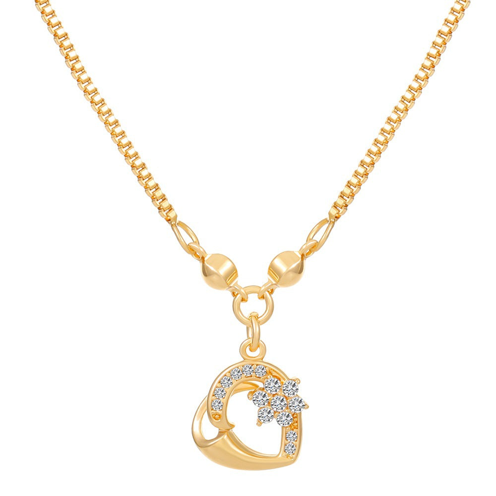 Wholesale Love Heart Vintage Butterfly Tassel Heart Shape Clavicle Alloy Necklaces