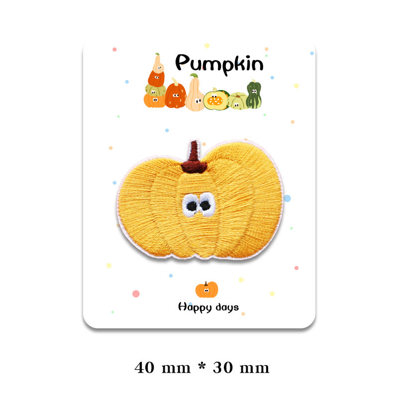 Wholesale Self-adhesive funny pumpkin embroidered patch FS