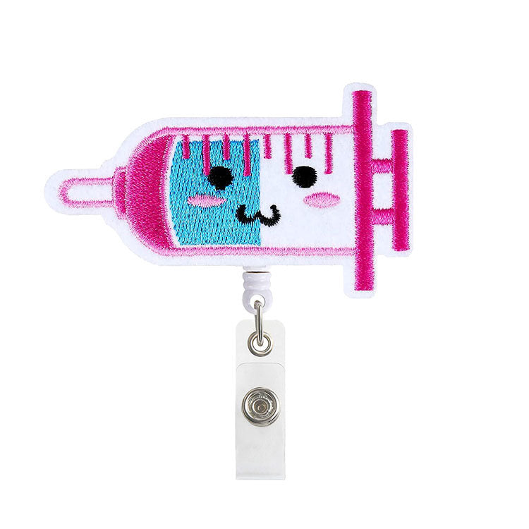 Wholesale Badge Reels Cartoon Felt Embroidery Badge Scroll Retractable Keychain