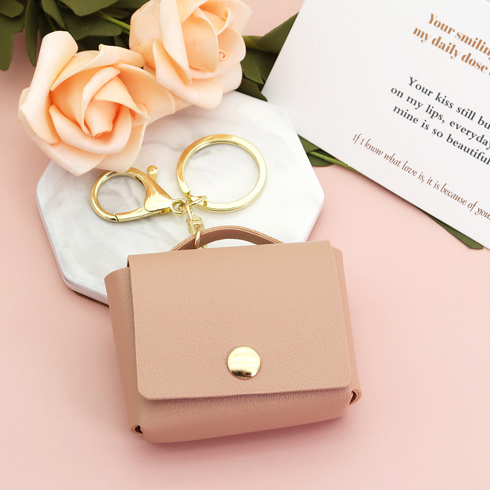 Wholesale Creative Leather Mini Square Bag Coin Purse Keychain