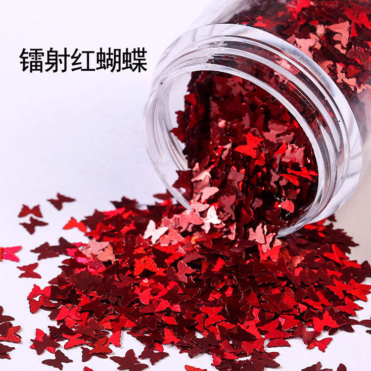 Wholesale Internet Celebrity Sparkling Laser Butterfly Nail Patch Phone Case Glitter Ring Powder Glitter Powder Drop Glue Glitter