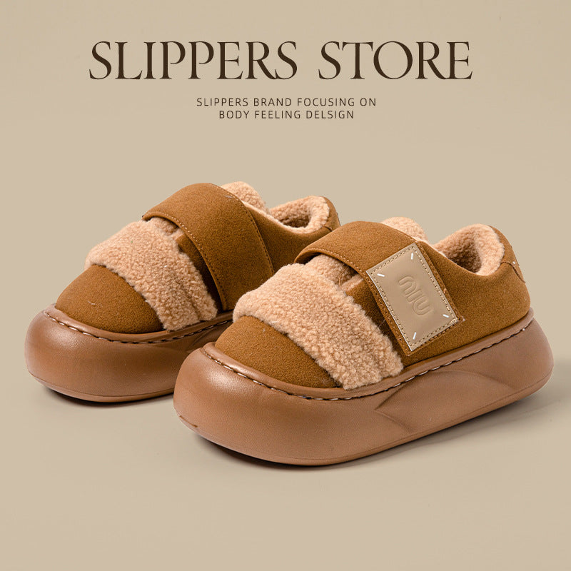 Wholesale Velcro Platform Bag Heel Indoor Home Insulated Plush Shoes
