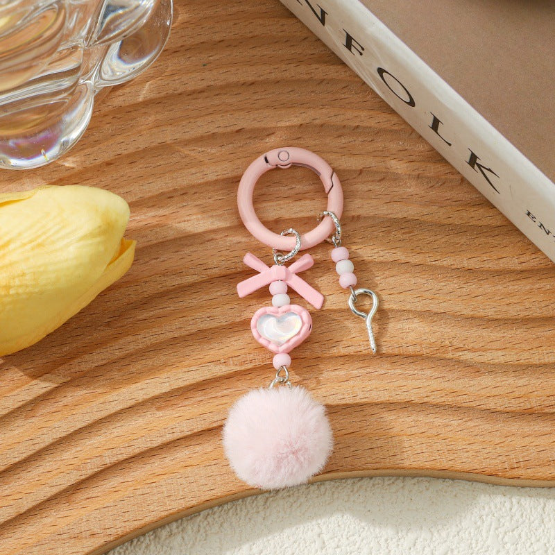 Wholesale 5pcs Creative hair ball beaded DIY keychain