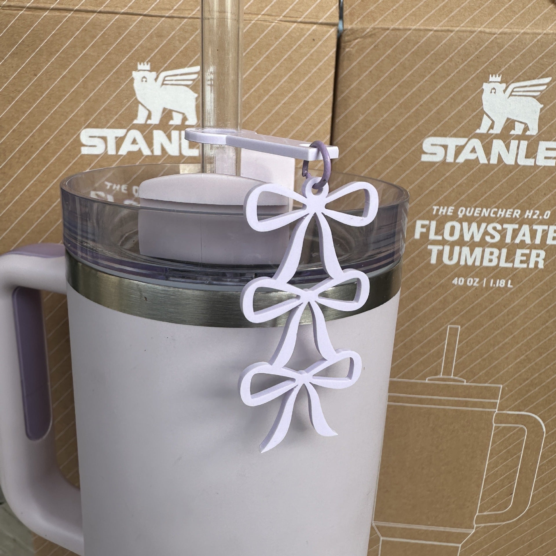 Wholesale 10pcs Cup Straw Cover Three Layer Bow Pendant Cup Accessories