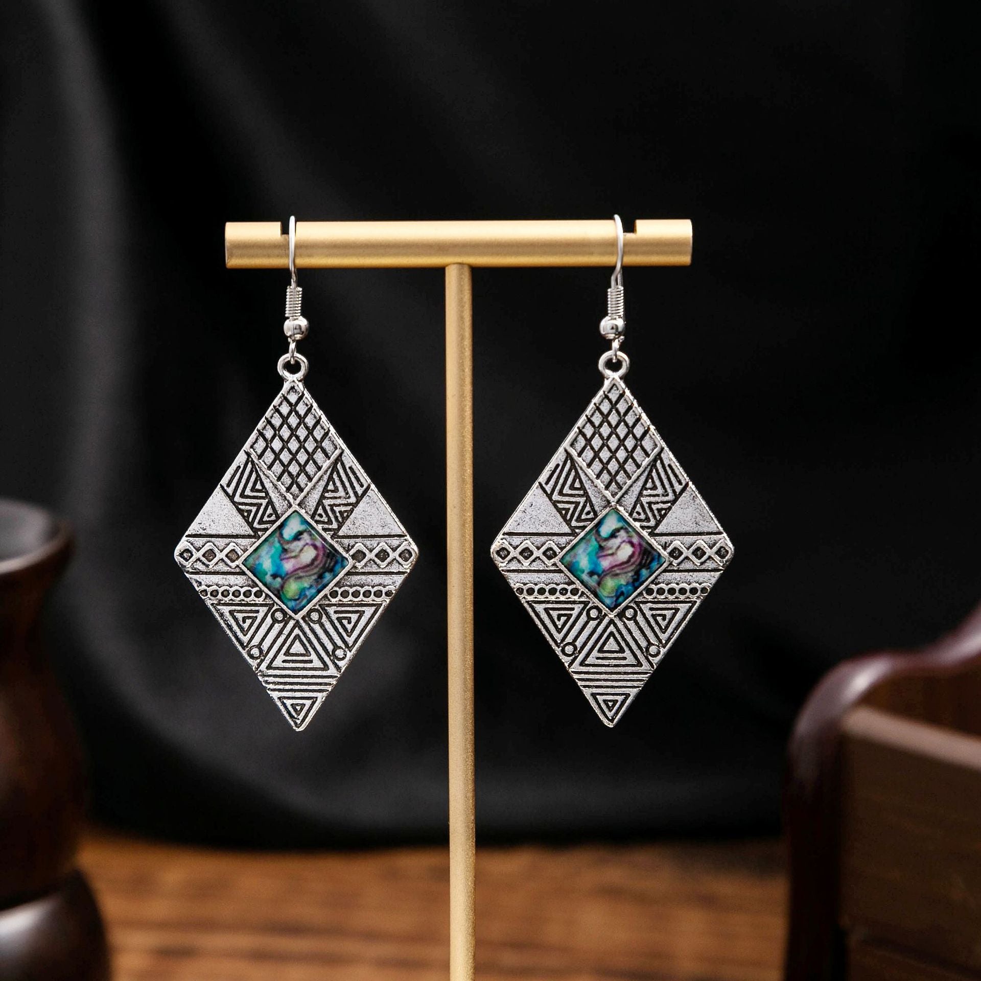 Wholesale Geometric Quadrilateral Alloy Earrings