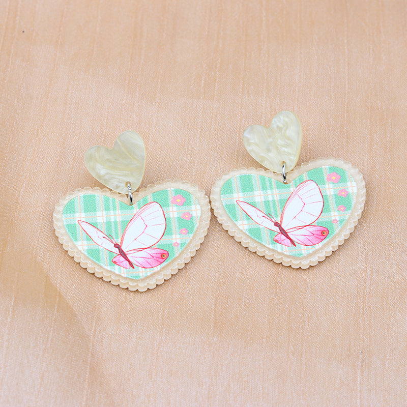 Wholesale Floral Heart Geometric Simple Fashion Personality Acrylic Print Earrings