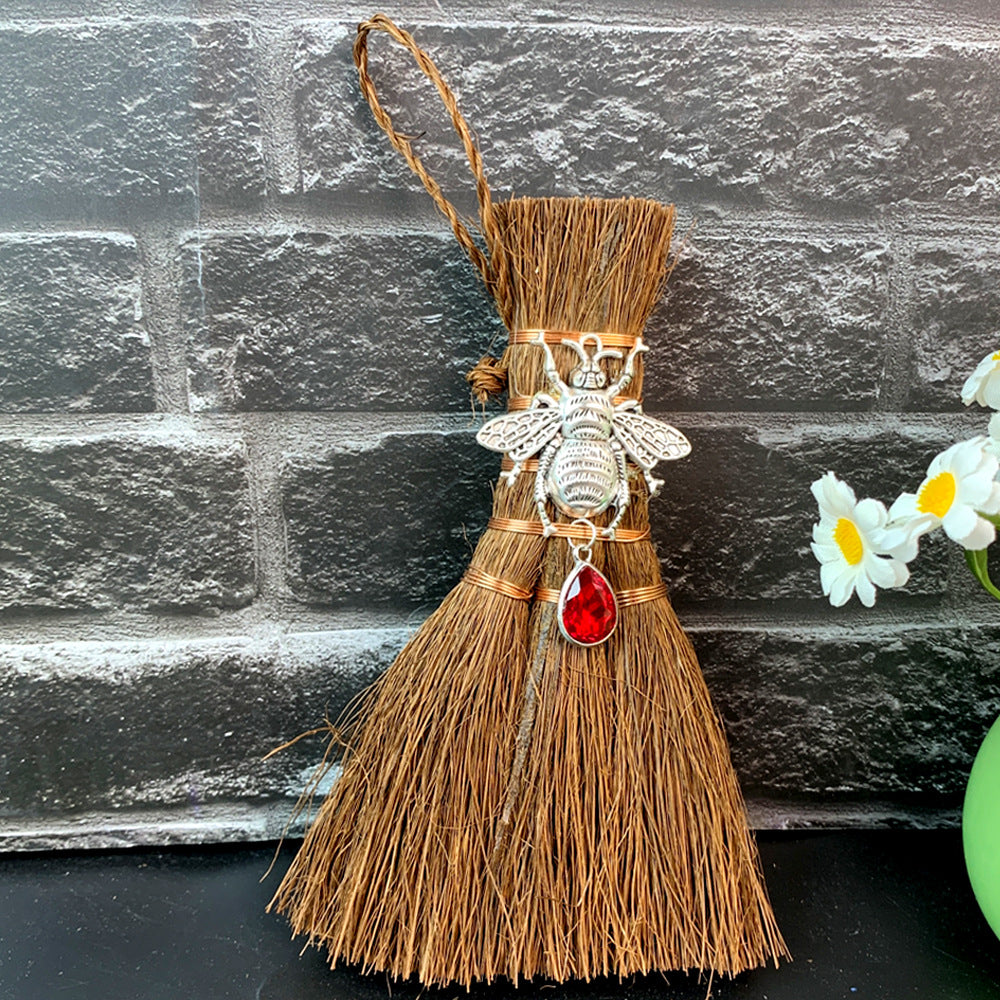 Wholesale 14*9*2CM Witch Mini Brown Broom Pendant Decoration