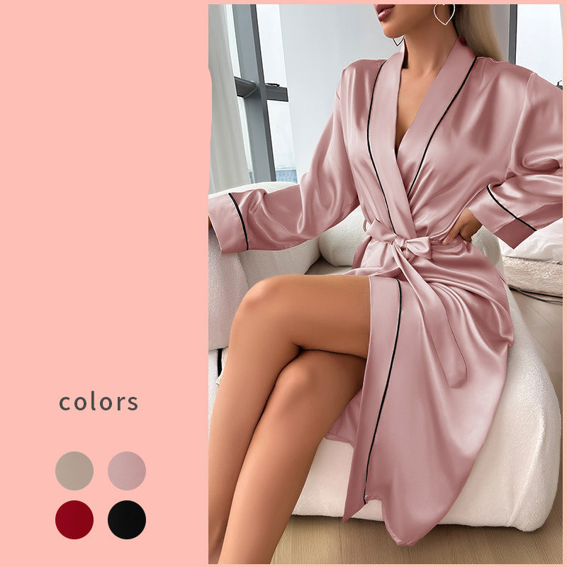 Wholesale Sexy long spring and summer women's bathrobe long sleeve high-end pajamas