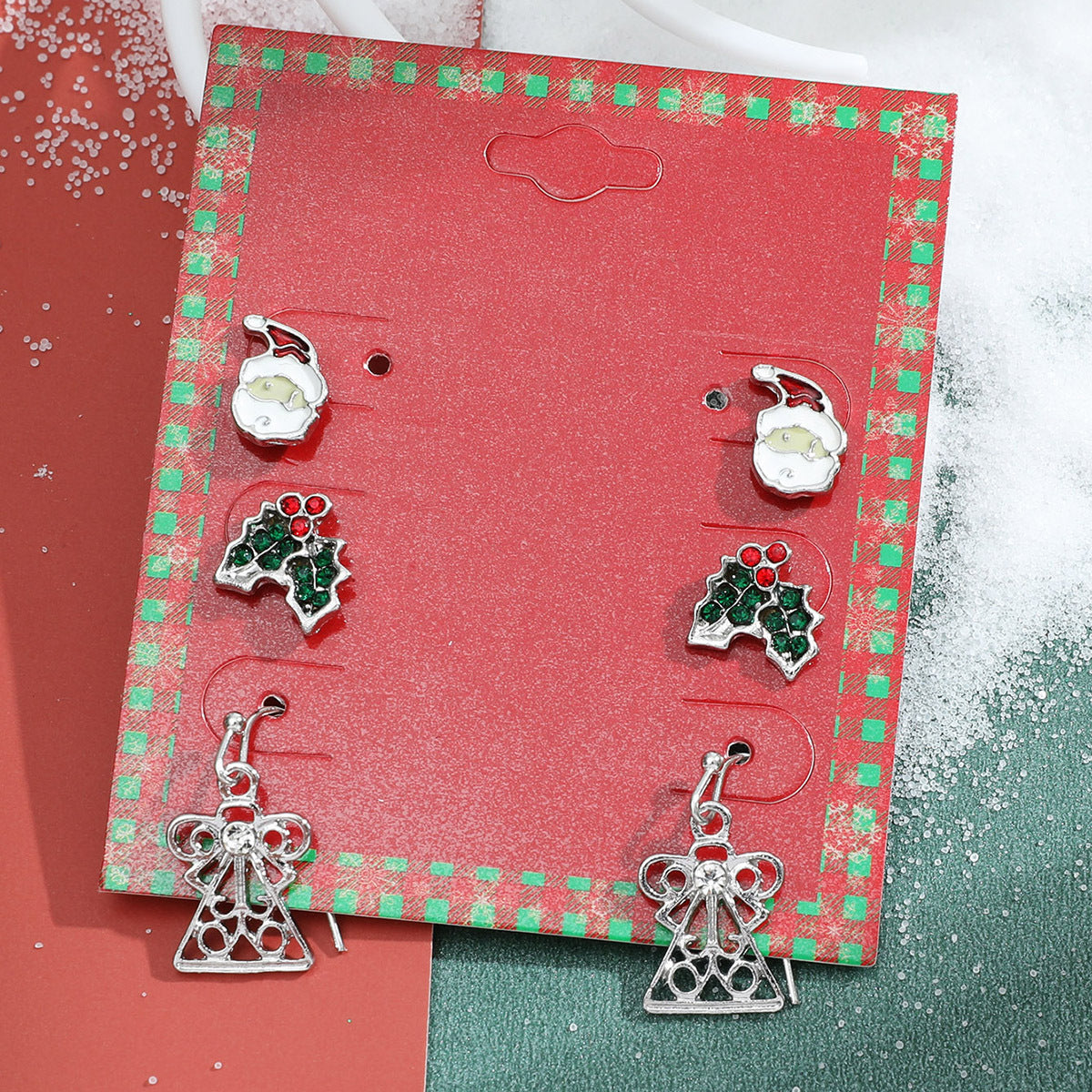 Wholesale Christmas Candy Snowman Earrings Diamond Snowflake Earrings