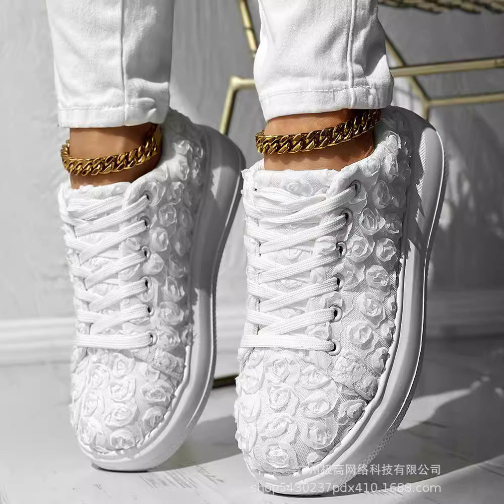 Wholesale Women's New Fashion All-match Colorful Rose Sneakers