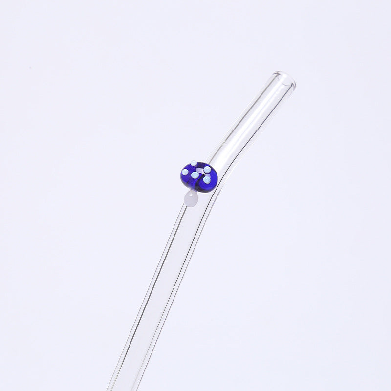 Wholesale Creative Colored Mushroom Glass High Borosilicate Glass Straws