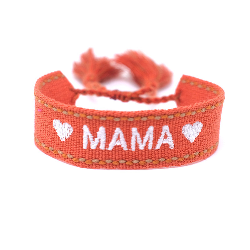 Wholesale Mother's Day MAMA Fabric Woven Bracelet