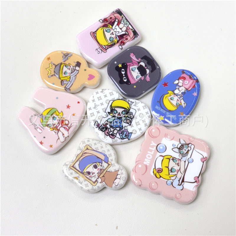 Wholesale 100pcs/pack Through hole cartoon girl print beaded pen accessories OLY Exclusive