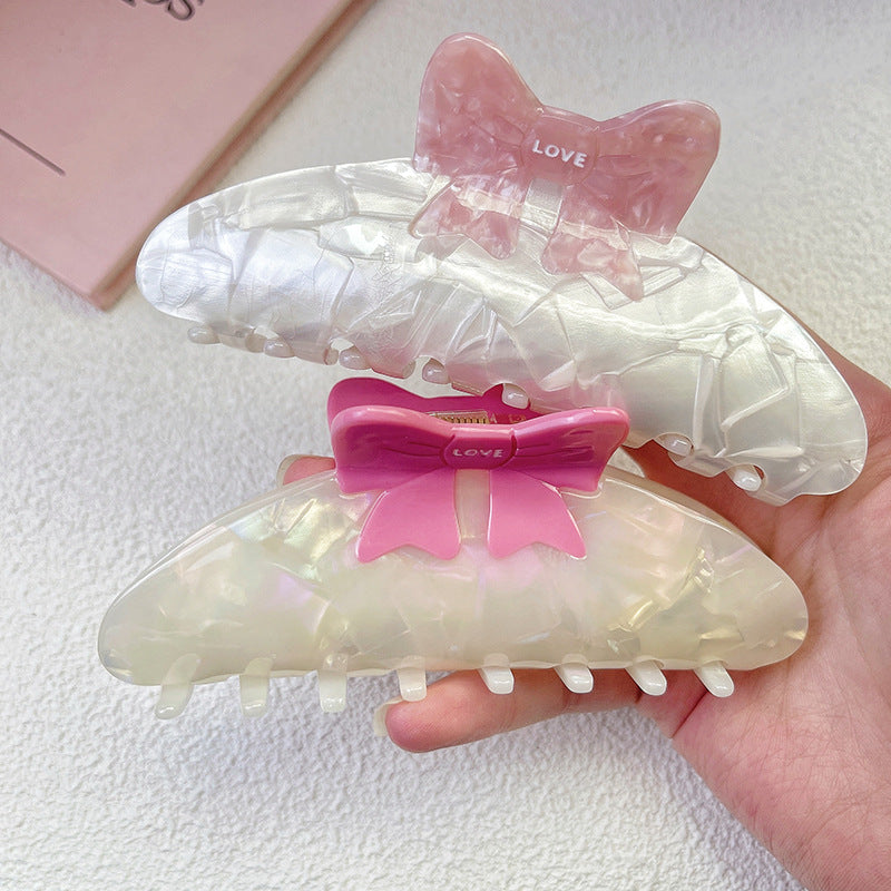 Wholesale Bow Acetate Color Block Bow Tie Hairpin