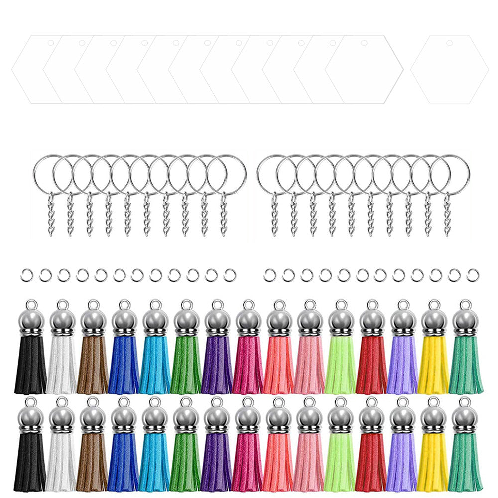 Wholesale 120pcs Acrylic Blank Keychain Tassel Tassel Pendant Set