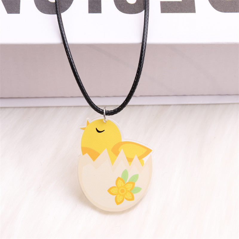 Wholesale Easter White Rabbit Basket Chick Acrylic Necklace