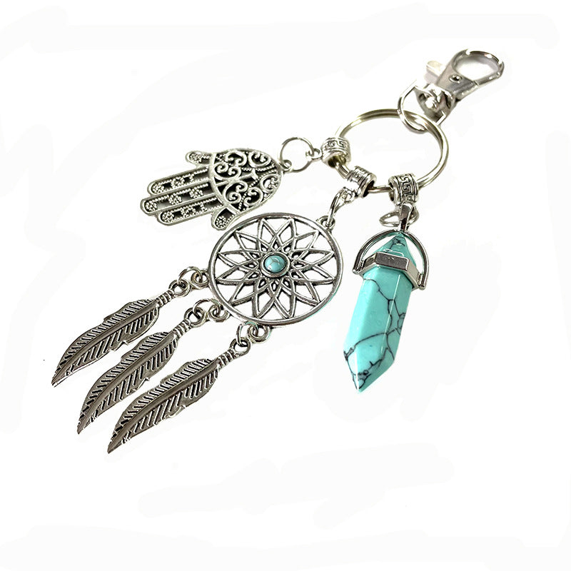 Wholesale Turquoise Green Dream Catcher Alloy Keychain