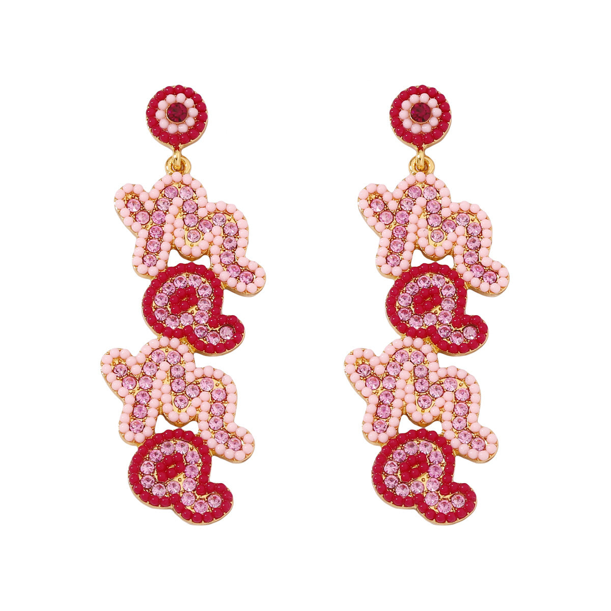 Wholesale Mother's Day Rice Beads Pearl MAMA Earrings