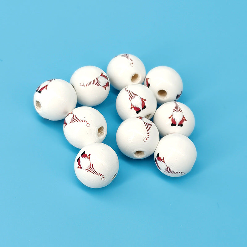Wholesale 10PCS Christmas Decoration Wooden Beads DIY Children’s Round Beads