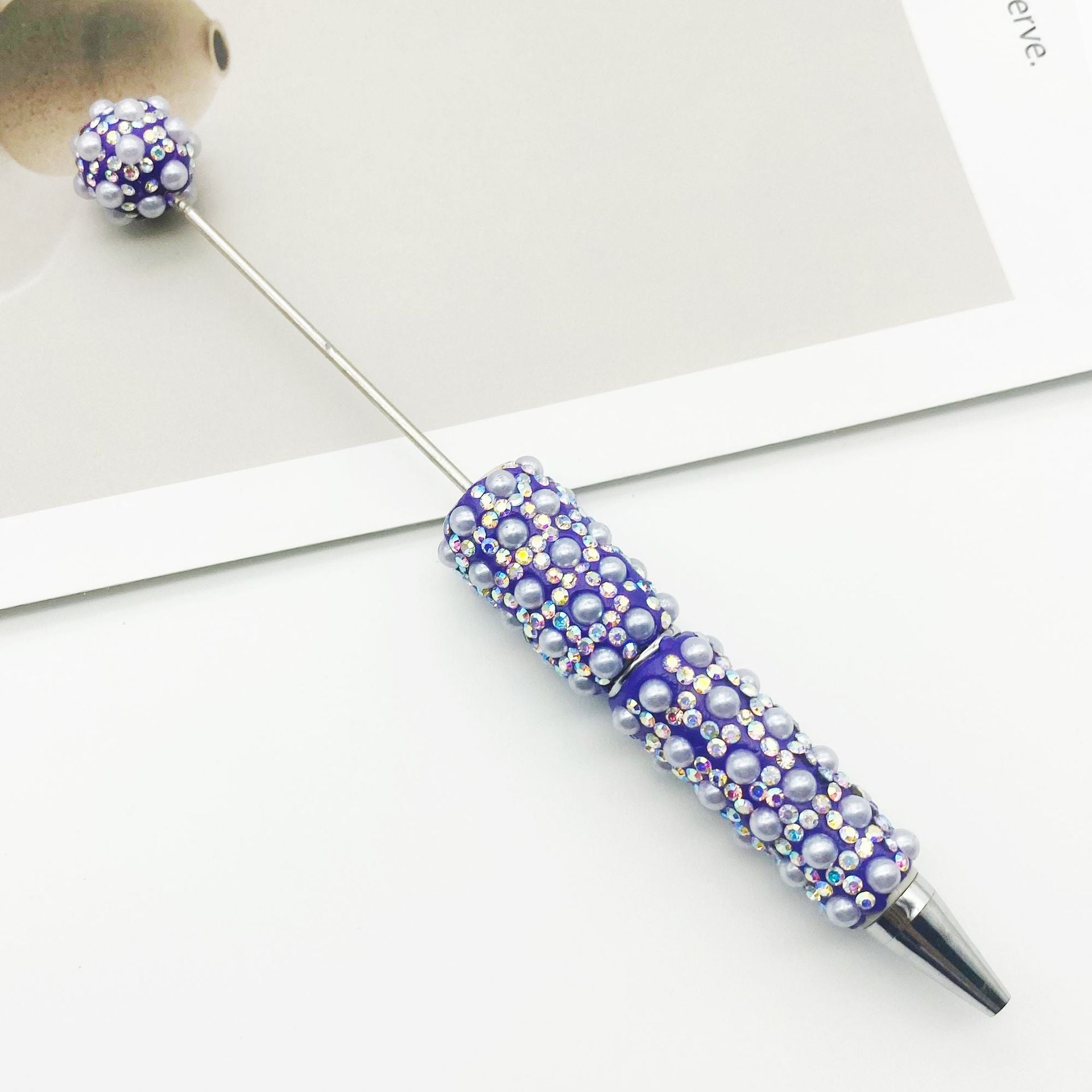 Wholesale Full of Diamonds and Pearls Creative Gradient Bead Piercing DIY Ballpoint Pen