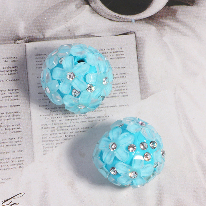 Wholesale 5pcs/pack DIY small  flower ball polymer clay straight hole beads