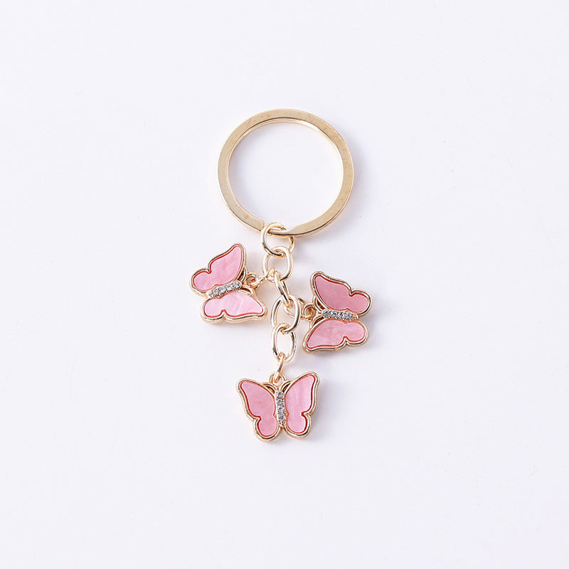 Wholesale Oil dripping diamond alloy colorful butterfly keychain