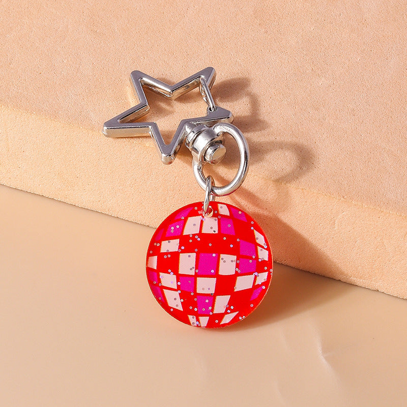 Wholesale Western Cowboy Ball Pink Acrylic Keychain