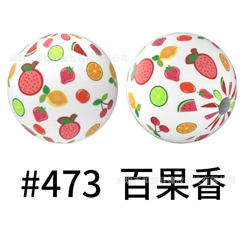 Wholesale 50pcs 16mm Colorful Silicone Water Transfer Beads Print Silicone Beads