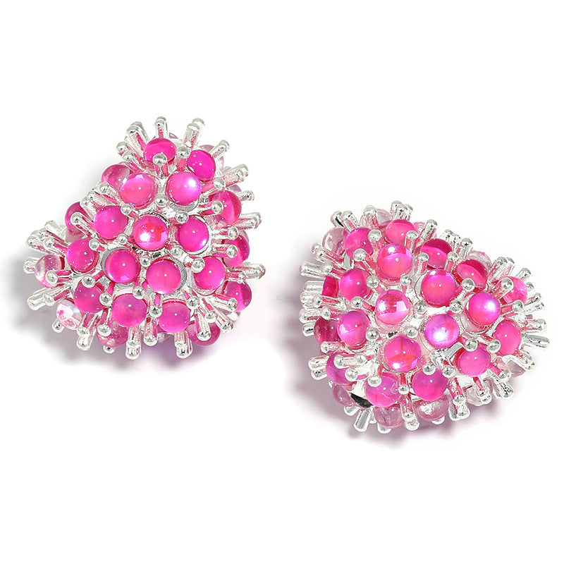 Wholesale 5pcs Heavy Worker Fish Beads Love Alloy Peach Heart Vertical Hole Beads DIY Accessories