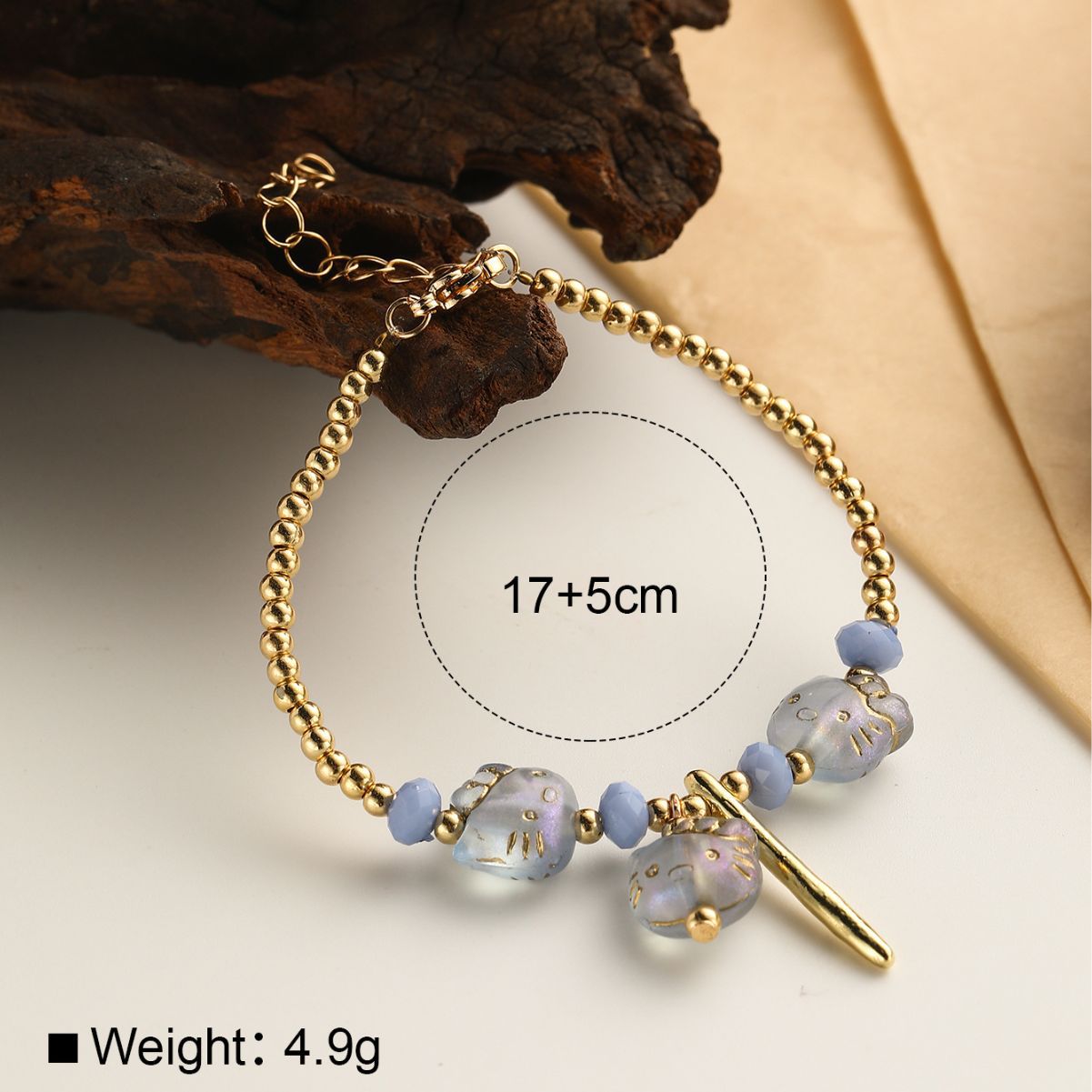 Wholesale Literary Retro Golden Colorful Glass Beaded Bracelet
