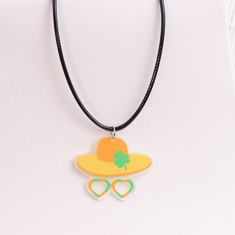 Wholesale St. Patrick's Day Beer Shamrock Rainbow Hat Pipe Necklace