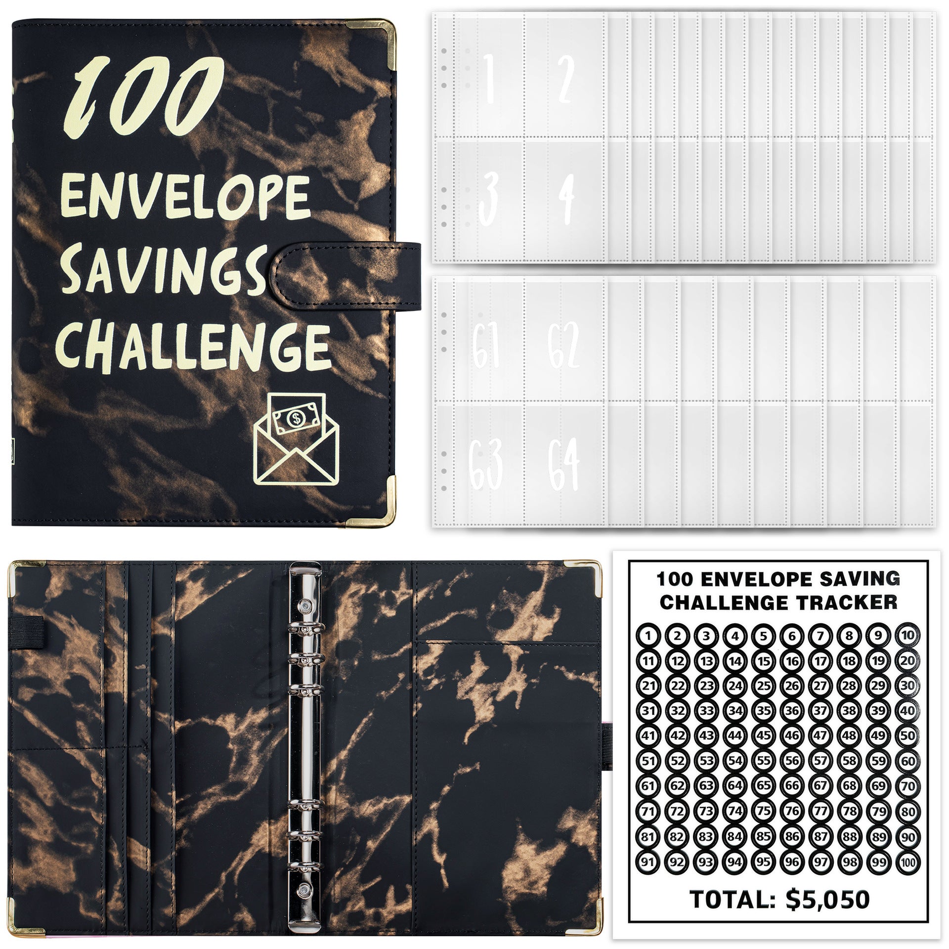 Wholesale 100 Envelope Challenge Couple Loose Page Savings Notebook