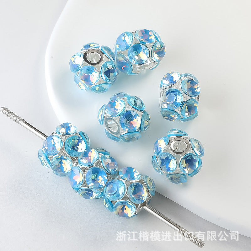 Wholesale 50PCS DIY Alloy Hollow Zircon Diamond Ball Color Rhinestone Hanging Ball
