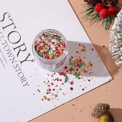 Wholesale DIY Christmas Colors Snowflake Stars Christmas Tree Flow Hemp Dropping Glue Mixed Glitter