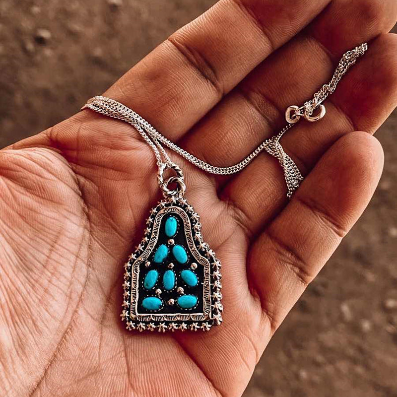 Wholesale Bohemian Turquoise Geometric Pendant Necklaces
