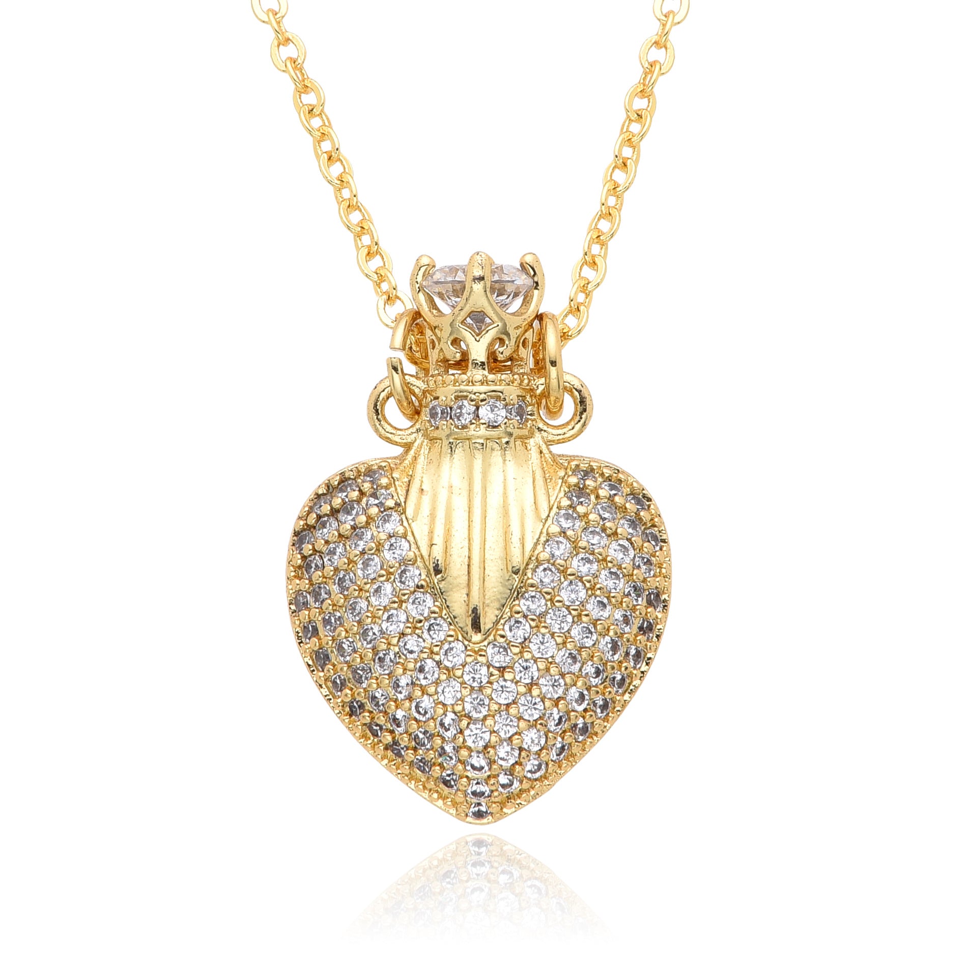 Wholesale Valentine's Day Crown Heart Full Diamond Necklace