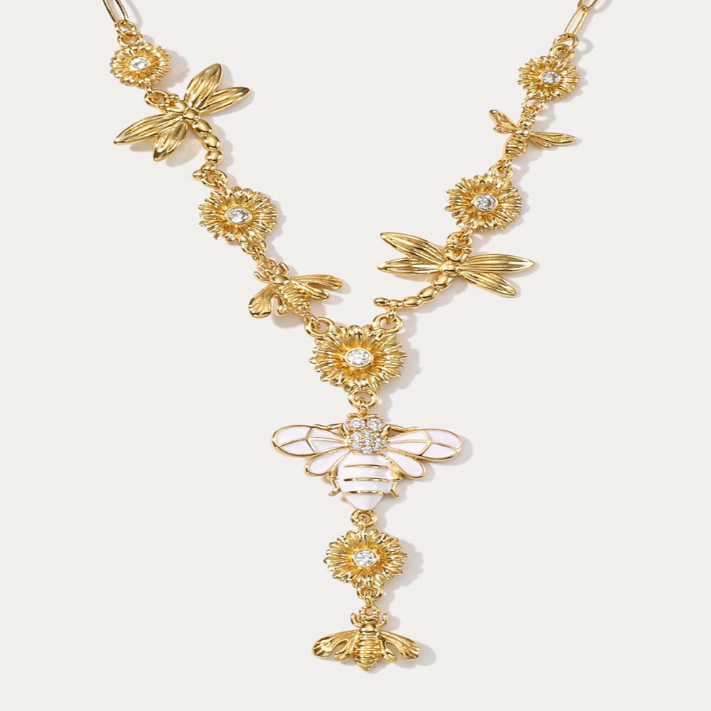 Wholesale 18K Genuine Gold Electroplated Stacked Double Row Necklace