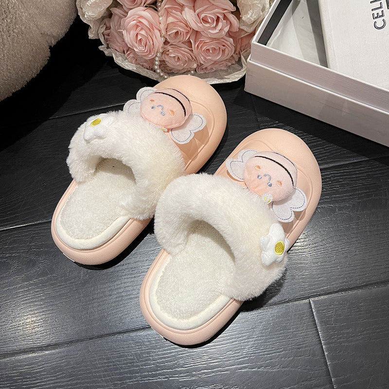 Wholesale Little Bee Autumn and Winter Non-slip Warm Plush Waterproof Cotton Slippers