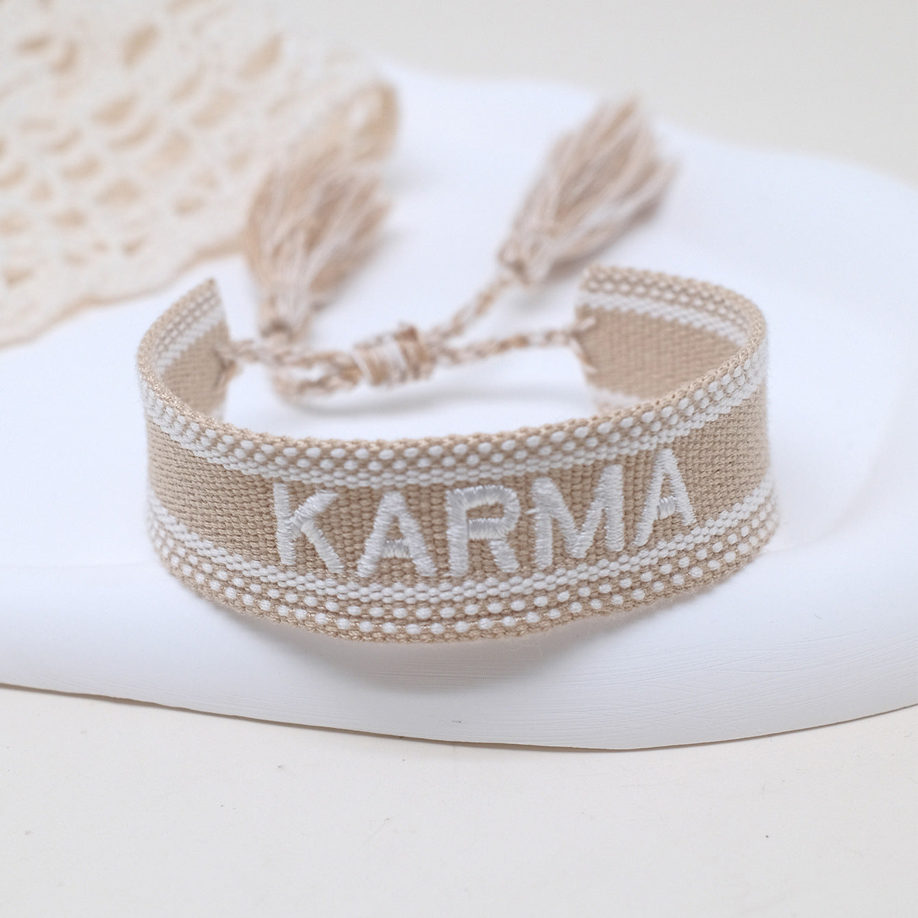 Wholesale Cord Letter Embroiderable Woven Tassel Bracelet