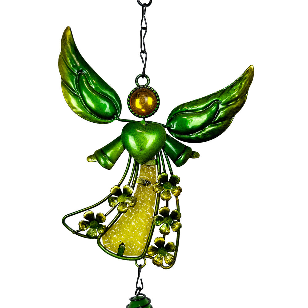 Wholesale Angel Wrought Iron Metal Glass Painted Wind Chime