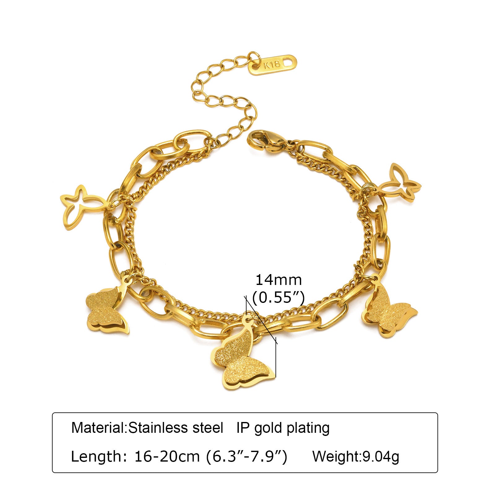 Pulseras de acero inoxidable de acero inoxidable de rectángulo de oro al por mayor