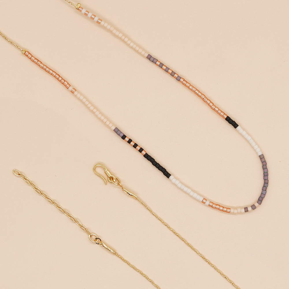 Wholesale Rainbow Rice Beads Glass Necklaces