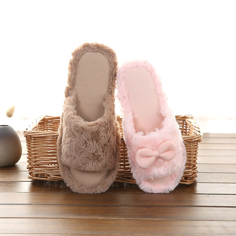 Wholesale Autumn and Winter Home Bow Simple Cotton Slippers