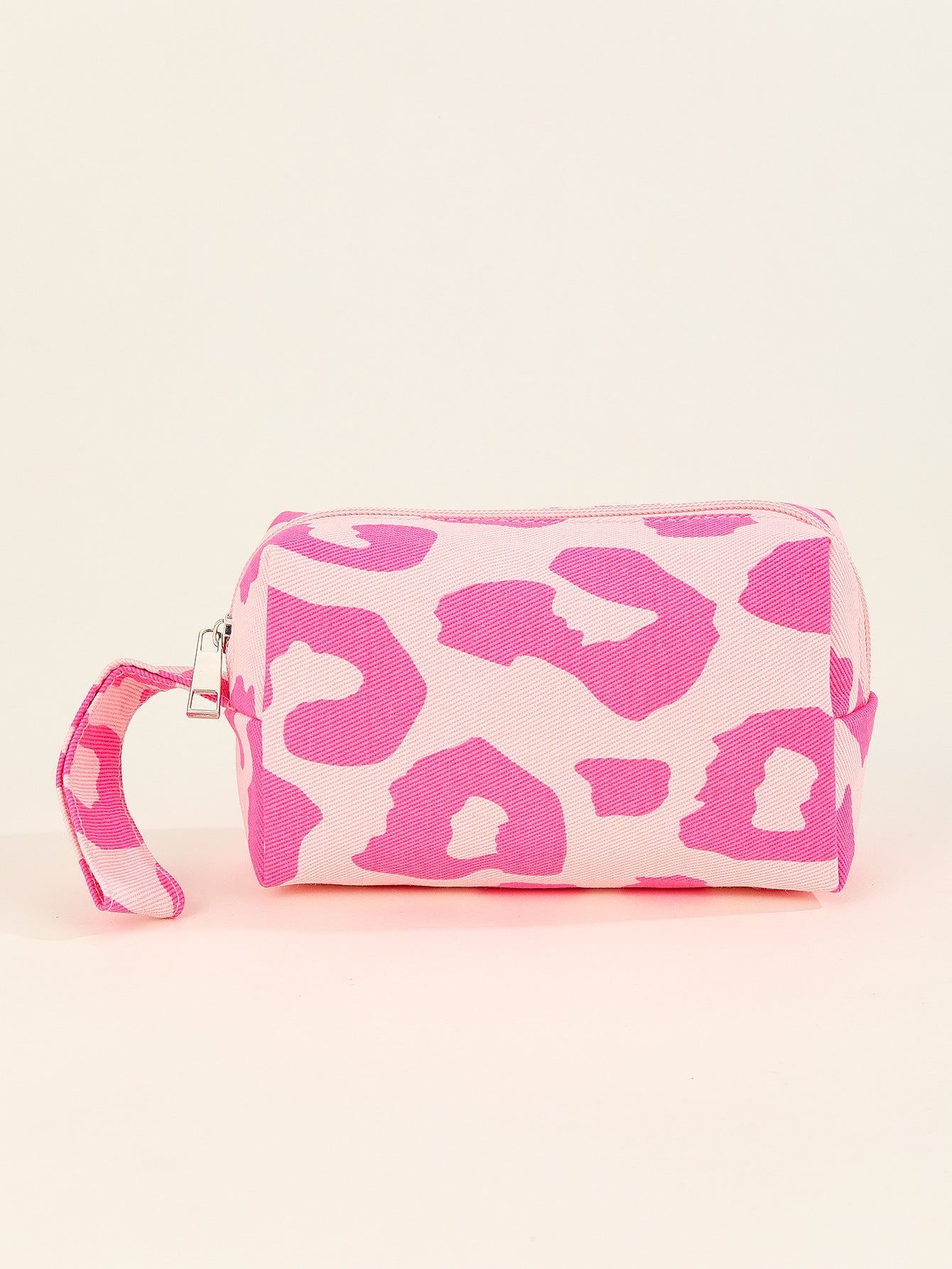 Wholesale Canvas Print Portable Leopard Print Checkerboard Pattern Cosmetic Bag