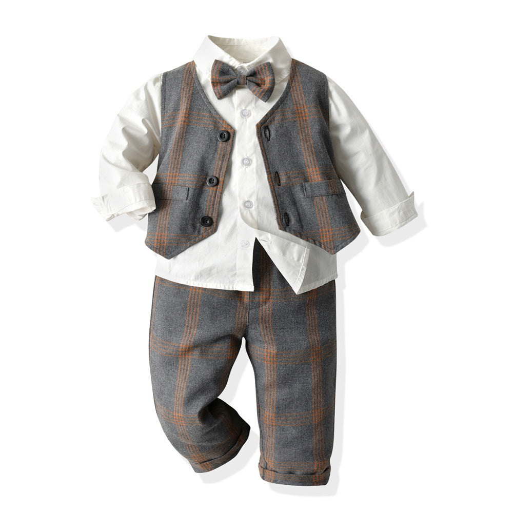 Wholesale Children's Cotton Plaid Vest Set