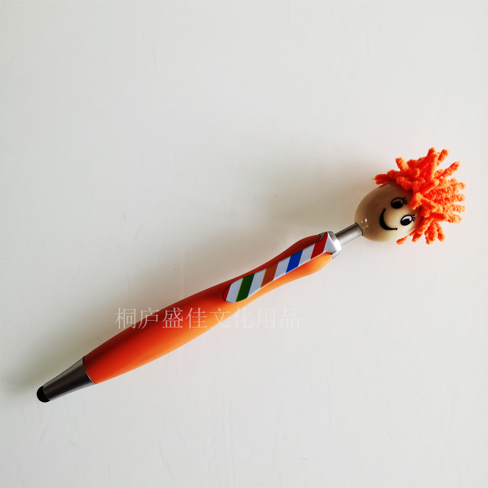 Wholesale Cartoon Plush Doll Mops, Smiling Face, Three in One Touch Ballpoint Pen