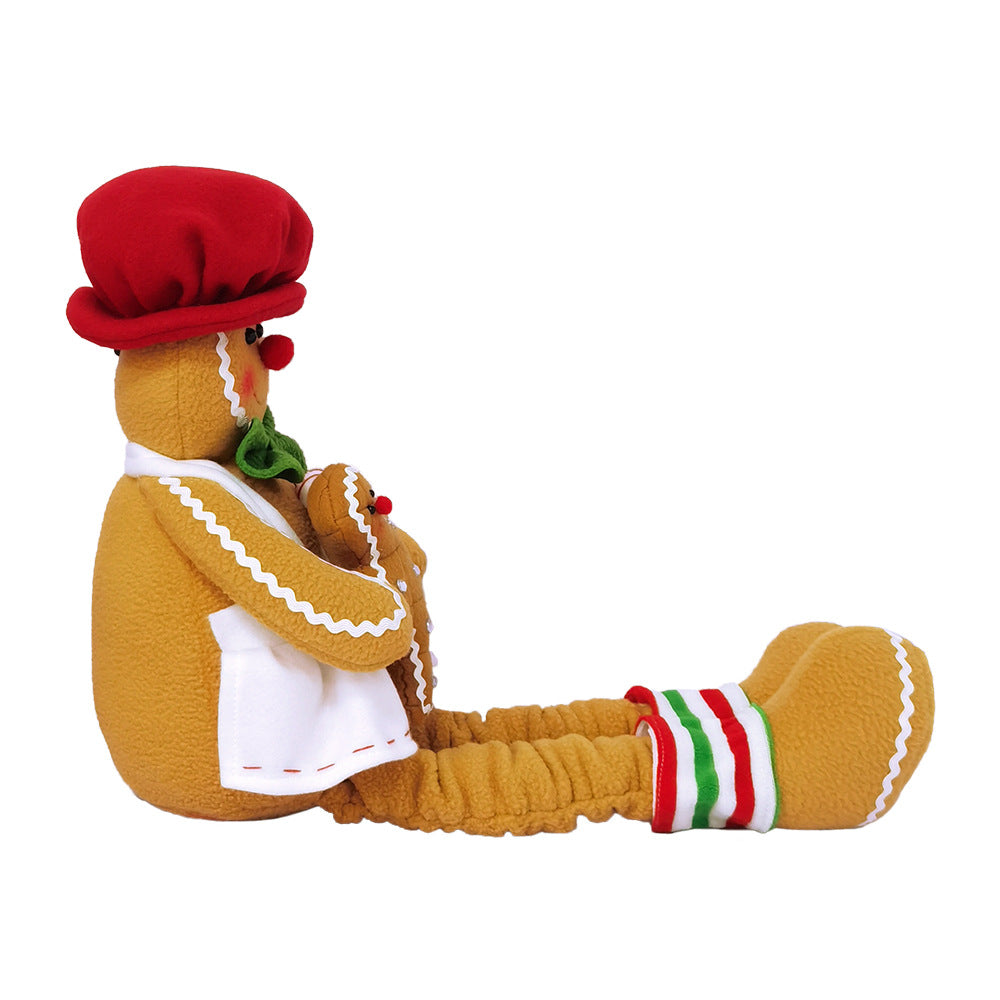 Wholesale New Christmas Decorations Flannel Long Legs Gingerbread Man Window Decoration New